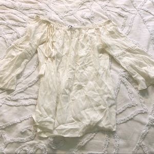 Naked zebra white off the shoulder top with detail